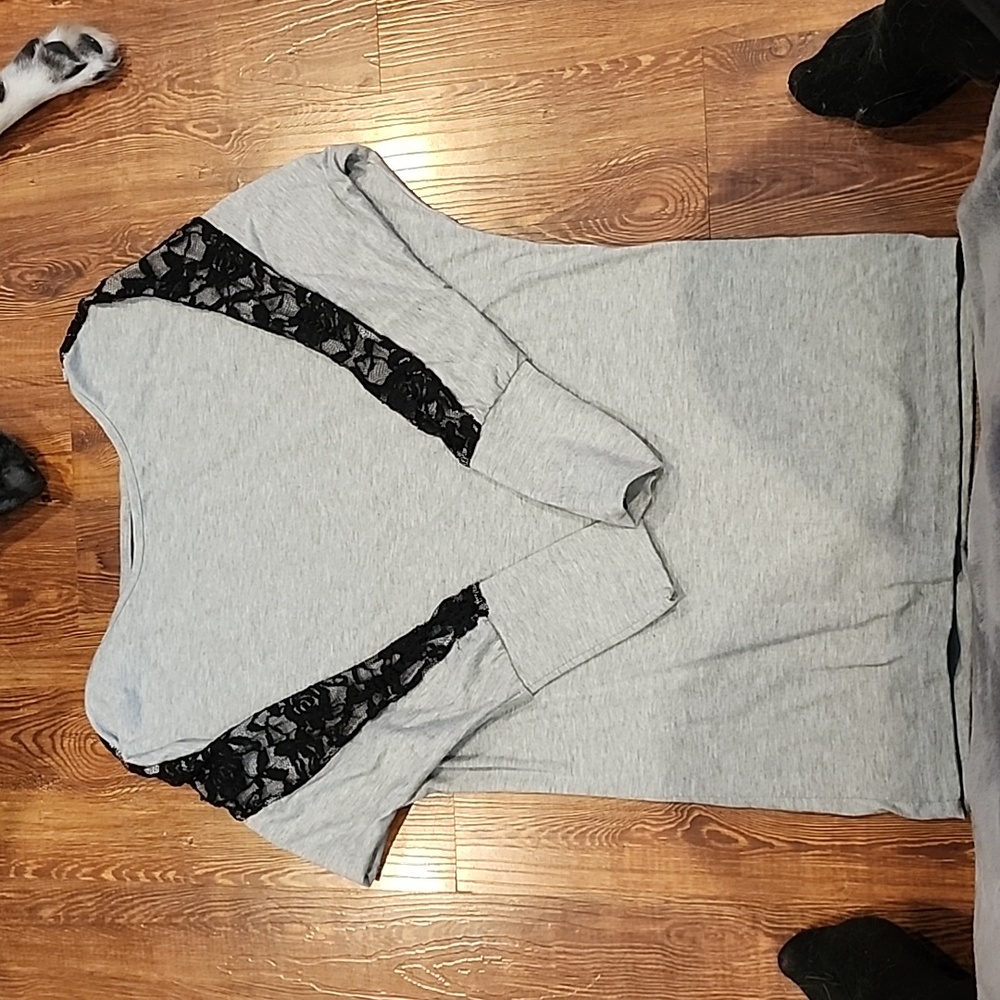 Black and grey lace shirt